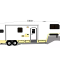 Campingaz White Travel Trailer Exterior With Yellow Accents And Black Windows