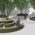 Modern Tree Pool Landscape Modeling Tree Pool Seat 3d model