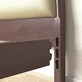 Modern Double Bed With Upholstered Headboard Nightstands Table Lamp Decorative Art And Wall Clock