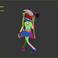 Skeleton Girl With Blonde Hair Black Hat Maid Outfit Mechanical Arm 3D Fantasy Character