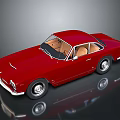 Red Vintage Sports Car With Classic Design Streamlined Body And Retro Wheels