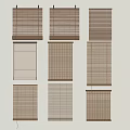 Various Window Blinds Designs Displayed On White Wall For Home Decor 3d model