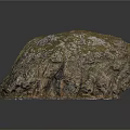 Natural Rock With Rough Textured Surface And Mossy Vegetation Cover
