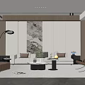 Modern Living Room Interior With Sofa Accent Chair Coffee Table And Area Rug