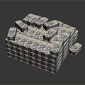 Stacked Household Items Arranged In Cubic Shape With Reflective Surface
