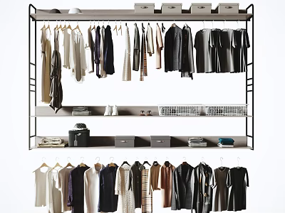 Sturdy Multilayer Clothes Rack With Hanging Space And Storage Shelves For Coats Shirts And Accessories 3d model