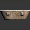 Classic Textured Marble Bathtub With Ornate Carved Handles And Smooth Surface