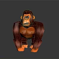 Animated Red Orange Gorilla Toy With Muscular Build And Fierce Expression