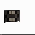 Checkered Room Divider With Woven Texture And Foldable Panels In Brown Beige 3d model