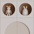 Arched Door Light Colored Wardrobe With Drawers Shelves Dolls And Hello Sunshine Light Up Sign