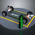 Electric Vehicle Chassis Display Model With Battery Motor Wheels And Green Tech