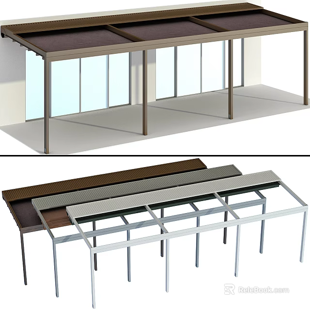Outdoor Canopy Design Featuring Metal Frame And Different Roof Color Options 3d model 