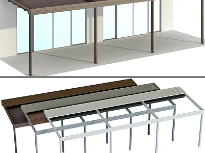 Outdoor Canopy Design Featuring Metal Frame And Different Roof Color Options 3d model