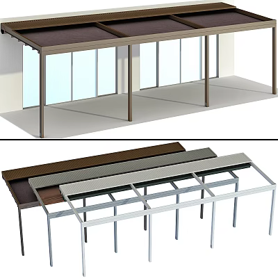 Outdoor Canopy Design Featuring Metal Frame And Different Roof Color Options 3d model
