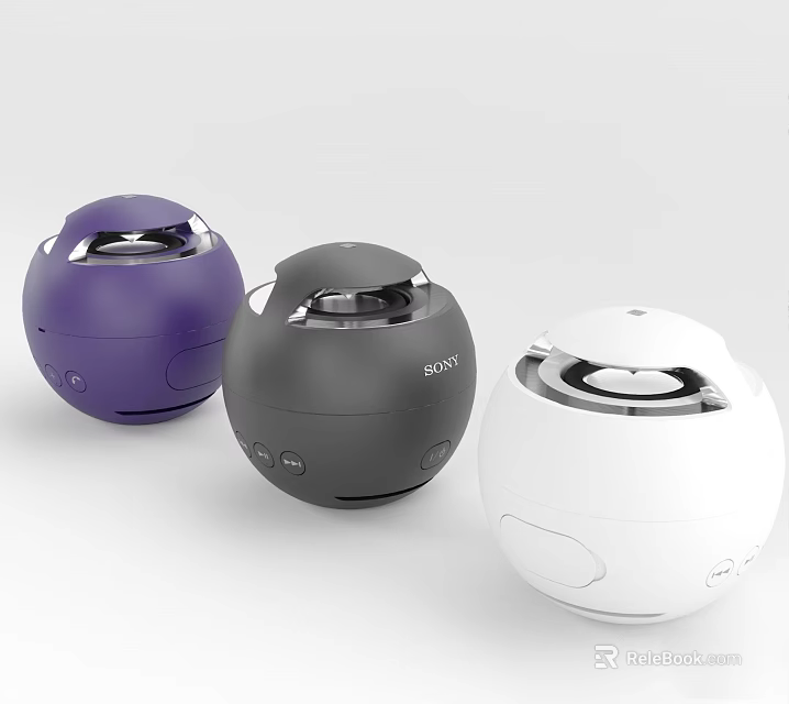 Sony Bluetooth Speakers in Purple Black White Spherical Portable Design 3d model 