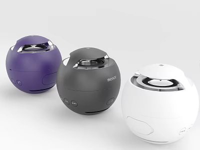 Sony Bluetooth Speakers in Purple Black White Spherical Portable Design 3d model