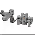 Silver Mechanical Robot Models With Intricate Structural Components And Design
