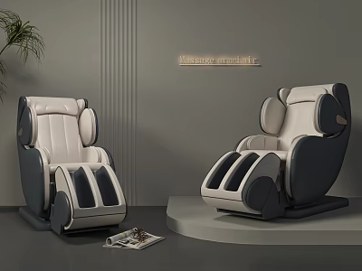 Modern Grey Leather Massage Chairs With Magazine In Living Room Decor 3d model