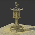 Traditional Architectural Stone Lantern With Ornamental Top And Square Base Structure