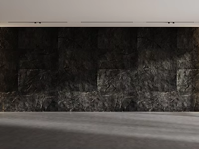 Modern Dark Stone Background Wall With Rough Natural Texture Design 3d model