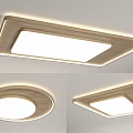 Modern Ceiling Light With Wooden Frame Square Round Design And White Illumination 3d model