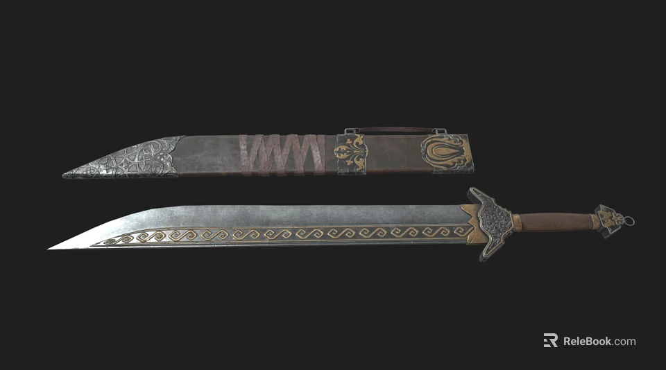 Traditional Weapon Featuring Engraved Blade Ornate Handle And Metal Design 3d model 