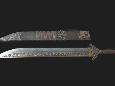 Traditional Weapon Featuring Engraved Blade Ornate Handle And Metal Design 3d model