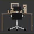 Vintage Office Desk With Computer Monitor Tower Keyboard And Rolling Chair