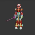 Game Movie Robot Character Red White Yellow Armor Holding Green Sword