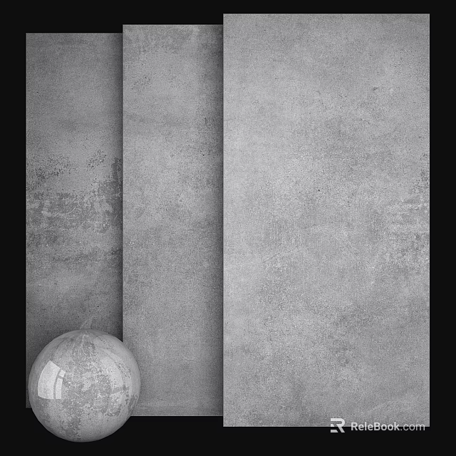 Gray Wall Components With Different Textures And Transparent Sphere Decorative Element 3d model 