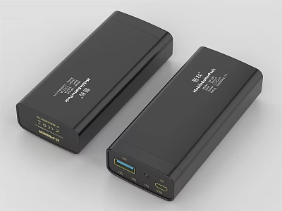 Black Portable Power Banks With Dual USB Charging Ports For Mobile Digital Devices 3d model