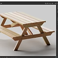 Light Wood Outdoor Picnic Table and Bench Set with Simple Design