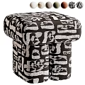 Modern Cream Boucle Upholstered Square Sofa Stool For Cozy Home Living Room Decor