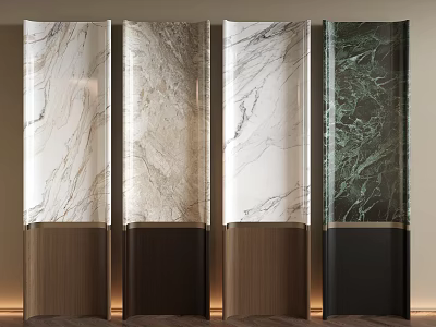 Modern Wall Panels with Marble Patterns and Wooden Bases for Elegant Interior Design 3d model