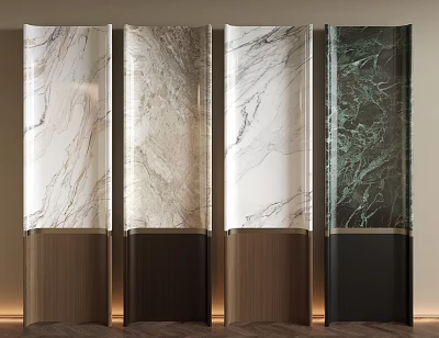 Modern Wall Panels with Marble Patterns and Wooden Bases for Elegant Interior Design 3d model