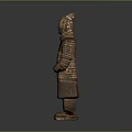 Ancient Chinese Warrior Sculpture Carving With Intricate Armor And Traditional Design
