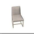 Modern Upholstered Dining Chair With Metal Frame And Beige Fabric