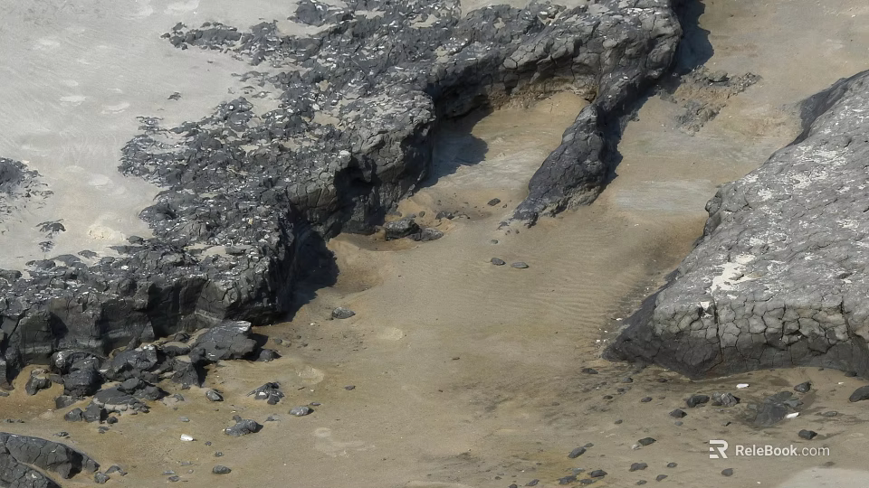 Natural Microtopography Features Rock Formations Sandy Terrain And Small Puddles 3d model 