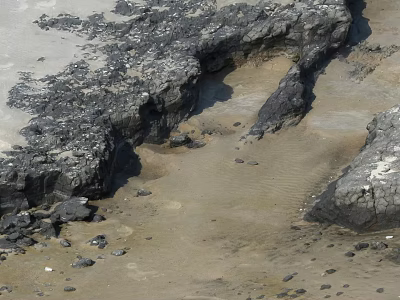 Natural Microtopography Features Rock Formations Sandy Terrain And Small Puddles 3d model
