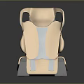 Modern Ergonomic Chair Design With Light Beige Cushion Blue Stripe And Gray Base