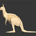Golden Low Poly Kangaroo Sculpture On Dark Background With Reflection 3d model