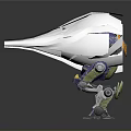 Futuristic Armored Mechanical Creature Quadruped Robot With Purple Yellow Design