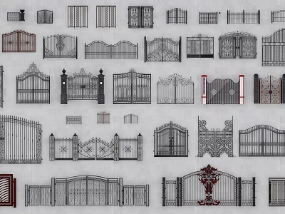 European-style iron gate 3d model