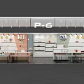 Modern P-6 Specialty Store with Bright Lighting Display Shelves and Colorful Products in Clean Interior
