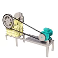 Industrial Equipment with Green Motor Pulleys Metal Frame and Yellow Block Structure