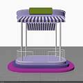 Modern Cylindrical Play Equipment With Circular Top Light Transparent Curtains Red Base And Open Design