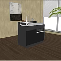 Black Modern Integrated Kitchen Appliance Unit with Sink Faucet and Tool Storage in Modern Kitchen