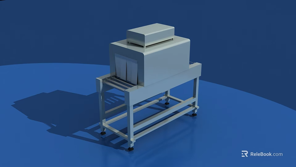 Industrial Shrink Wrapping Machine With Conveyor Belt Metal Frame And Mobile Wheels For Commercial Use 3d model 