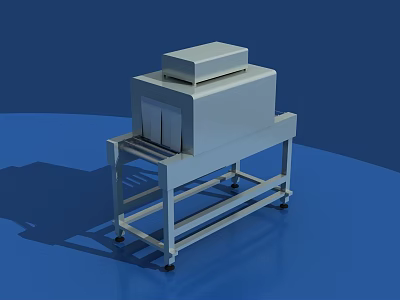 Industrial Shrink Wrapping Machine With Conveyor Belt Metal Frame And Mobile Wheels For Commercial Use 3d model