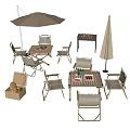 Outdoor Table With Chairs Umbrella Grill And Storage Basket For Patio Setting